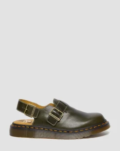Jorge Made in England Classic Leather Slingback Mules in Dark Green