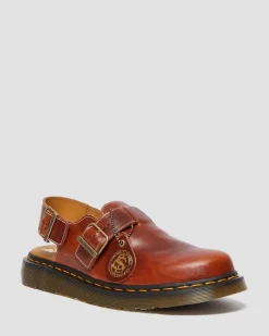 Jorge Made in England Classic Leather Slingback Mules in Heritage Tan