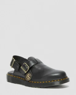 Jorge Made in England Leather Slingback Mules in Black
