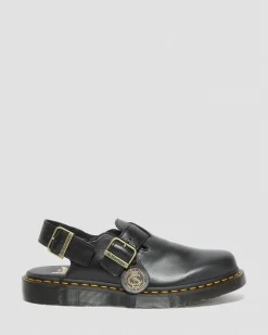 Jorge Made in England Leather Slingback Mules in Black