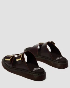 Josef Two Strap Atlas Leather Sandals in Charro