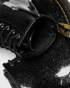 JUNIOR 1460 GLITTER PATENT LEATHER BOOTS in Black