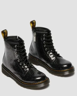 JUNIOR 1460 GLITTER PATENT LEATHER BOOTS in Black
