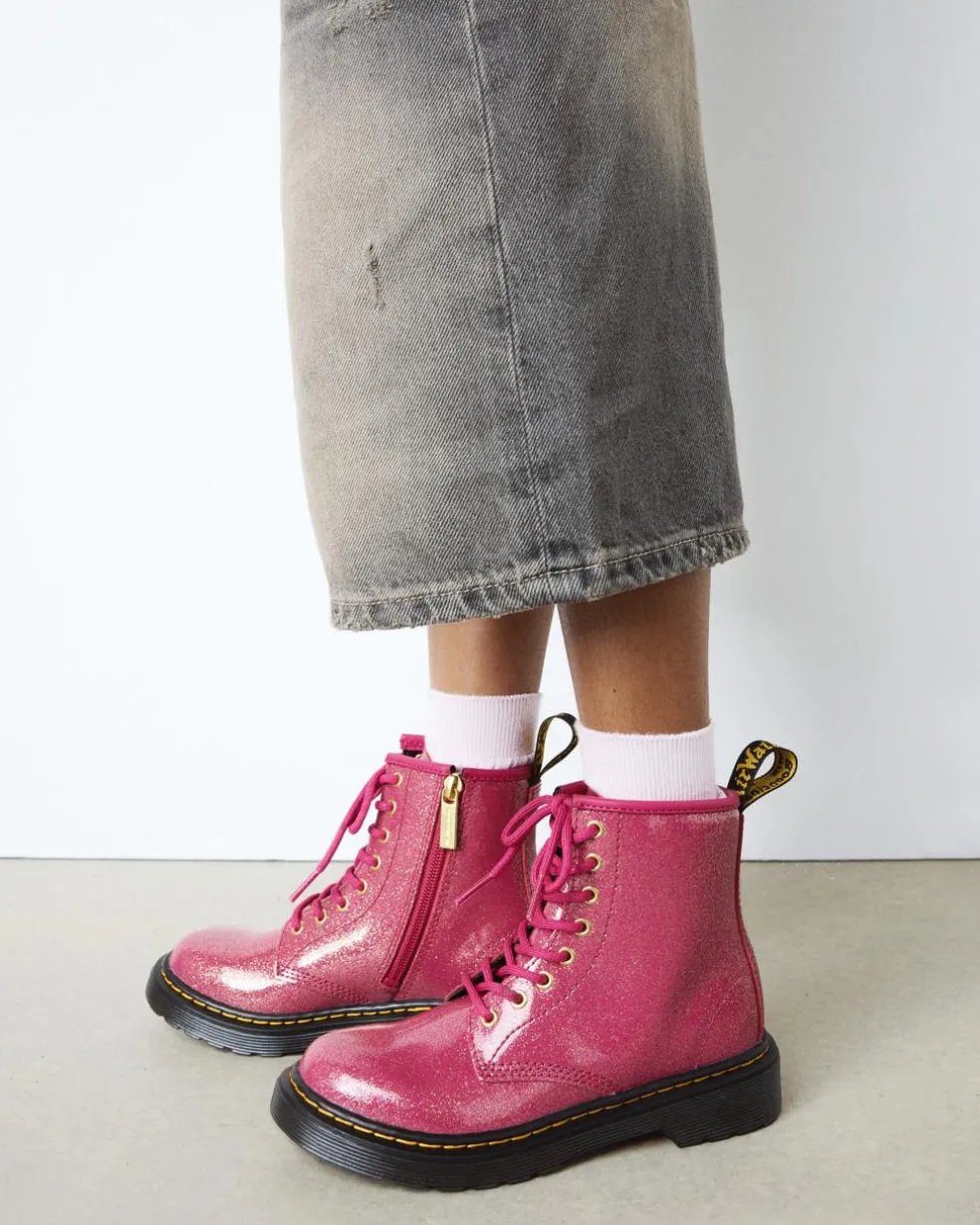 JUNIOR 1460 GLITTER PATENT LEATHER BOOTS in Fuchsia