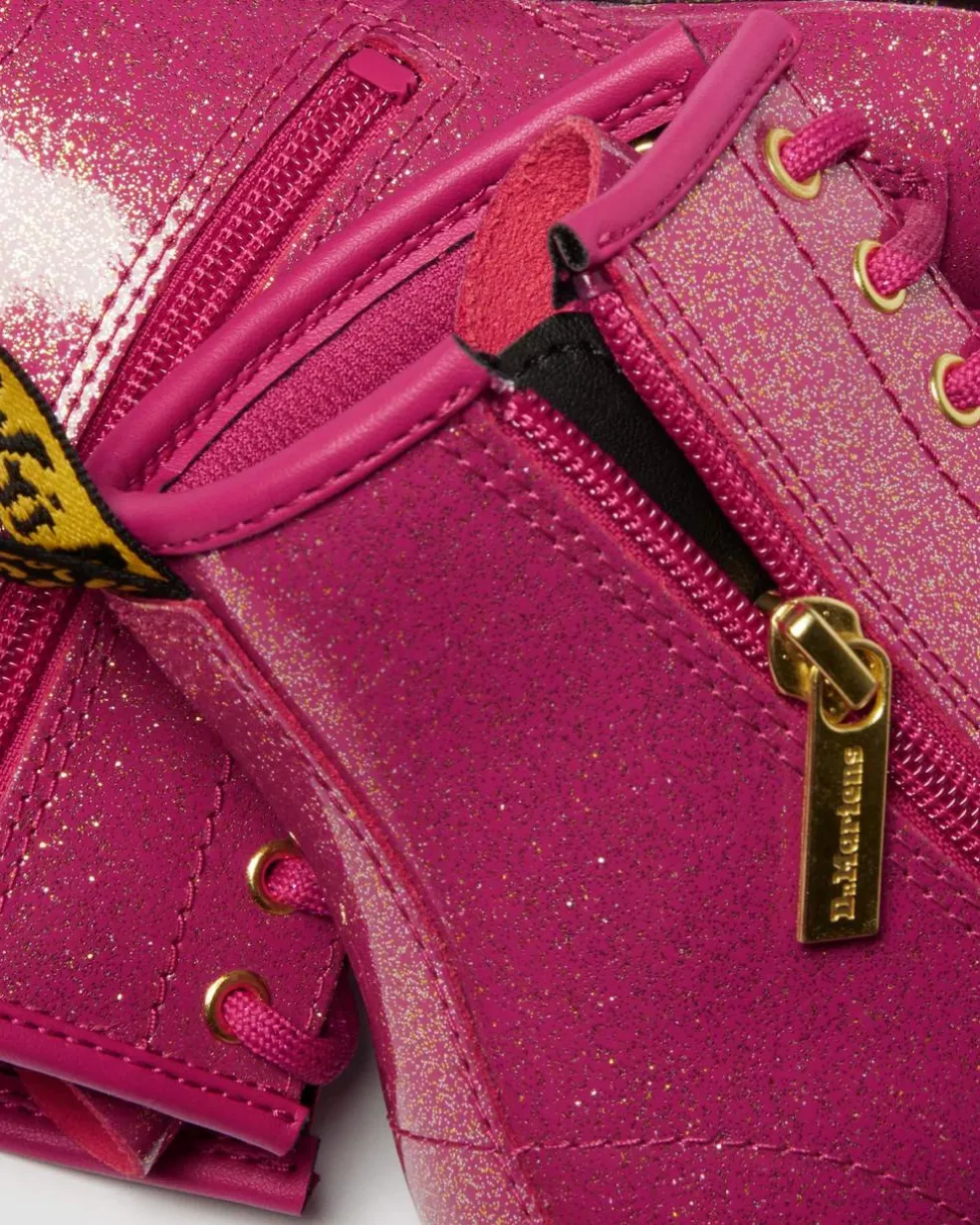 JUNIOR 1460 GLITTER PATENT LEATHER BOOTS in Fuchsia