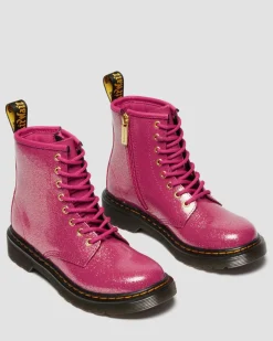 JUNIOR 1460 GLITTER PATENT LEATHER BOOTS in Fuchsia