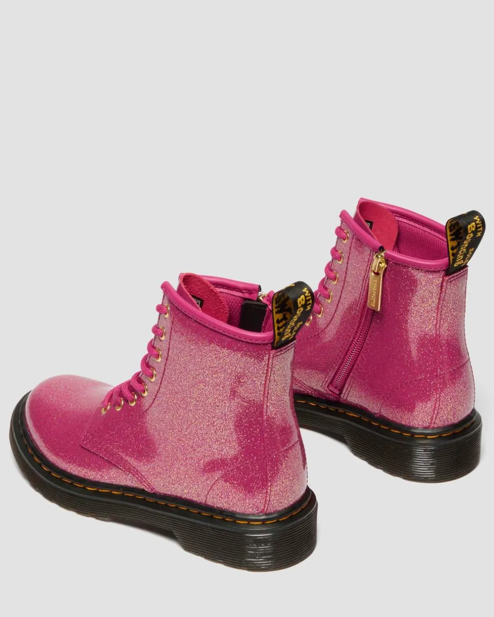 JUNIOR 1460 GLITTER PATENT LEATHER BOOTS in Fuchsia