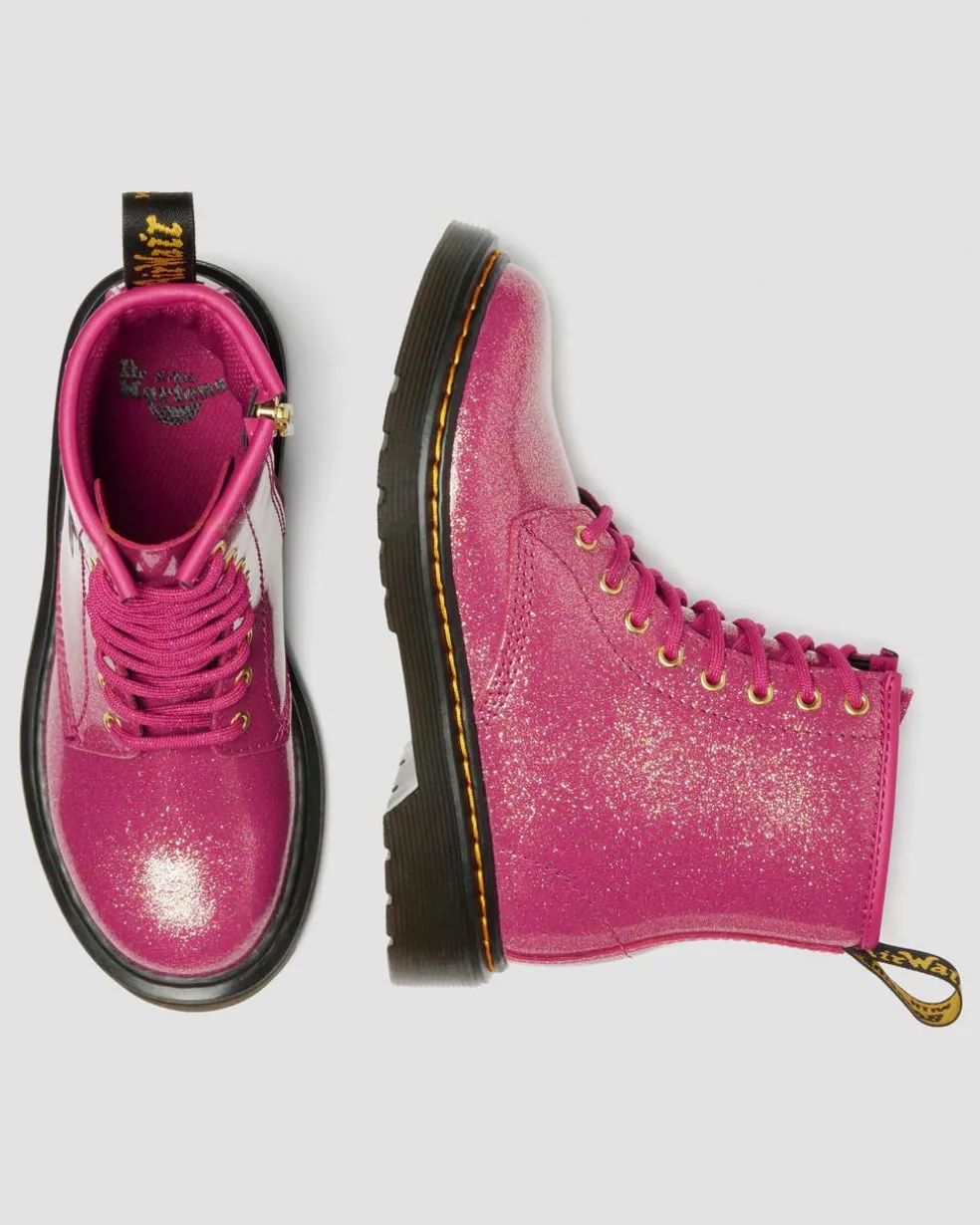JUNIOR 1460 GLITTER PATENT LEATHER BOOTS in Fuchsia