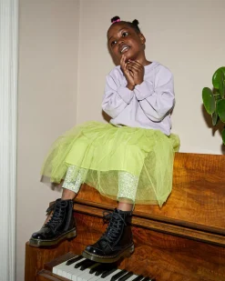 Junior 1460 Patent Leather Lace Up Boots in Black