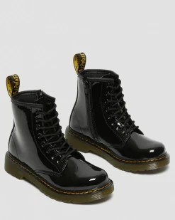Junior 1460 Patent Leather Lace Up Boots in Black