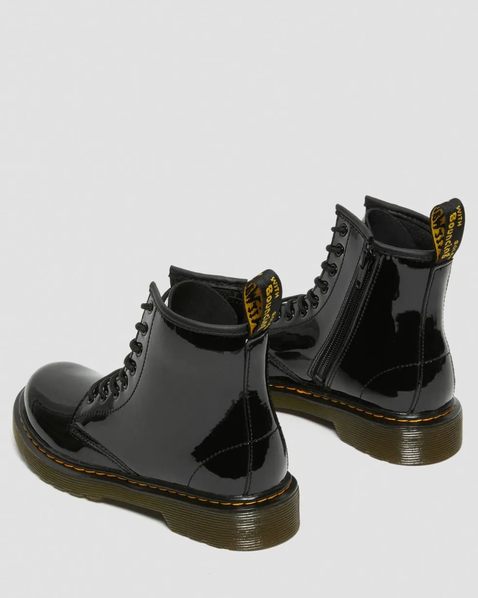 Junior 1460 Patent Leather Lace Up Boots in Black