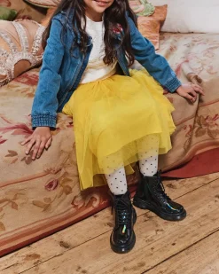 Junior 1460 Rainbow Patent Leather Lace Up Boots in Black