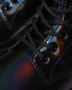 Junior 1460 Rainbow Patent Leather Lace Up Boots in Black