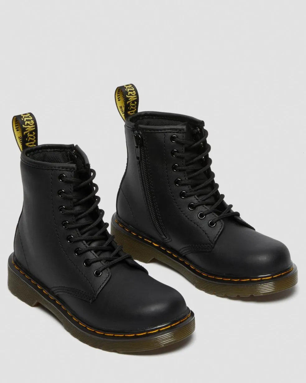 Junior 1460 Softy T Leather Lace Up Boots in Black