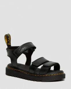 Junior Klaire Leather Strap Sandals in Black