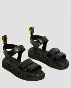 Junior Klaire Leather Strap Sandals in Black