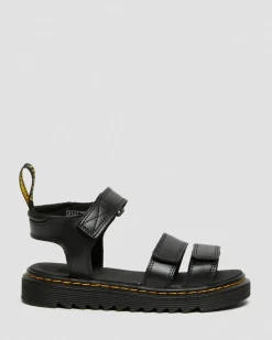 Junior Klaire Leather Strap Sandals in Black