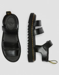 Junior Klaire Leather Strap Sandals in Black