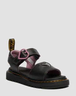 Junior Marlowe II Glitter Heart Leather Strap Shoes in Black