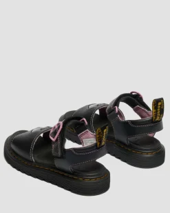 Junior Marlowe II Glitter Heart Leather Strap Shoes in Black