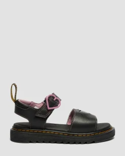 Junior Marlowe II Glitter Heart Leather Strap Shoes in Black