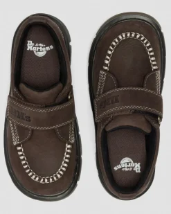 Junior Raffe Strap Tumbled Nubuck Strap Shoes in Dark Brown