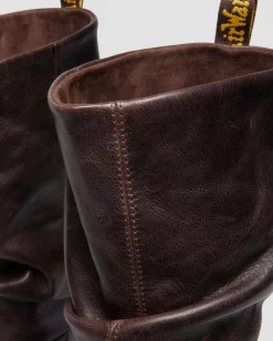 Kasey Kinsley Leather Knee High Heeled Boots in Dark Brown