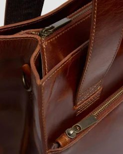 LEATHER TOTE BAG in Amber Tan