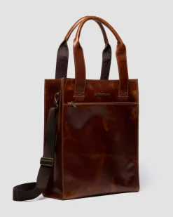LEATHER TOTE BAG in Amber Tan