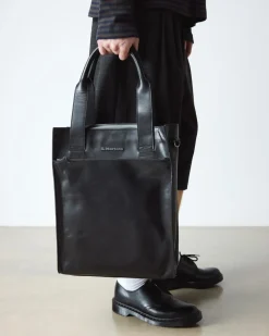 LEATHER TOTE BAG in Black
