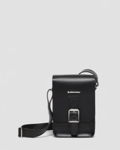 Leather Vertical Crossbody Bag in Black