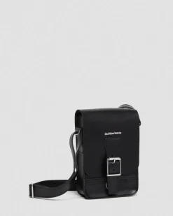 Leather Vertical Crossbody Bag in Black