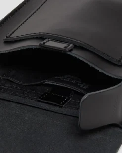 Leather Vertical Crossbody Bag in Black