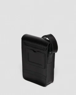 Leather Vertical Crossbody Bag in Black