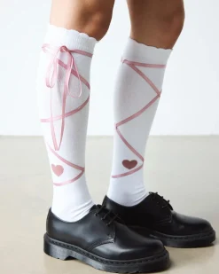 Long Lace-Up Organic Cotton Blend Socks