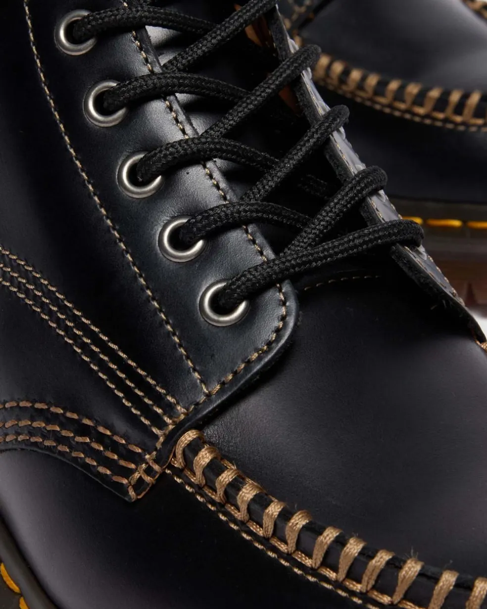 LOWELL CHUKKA MOC TOE LEATHER ANKLE BOOTS in Black