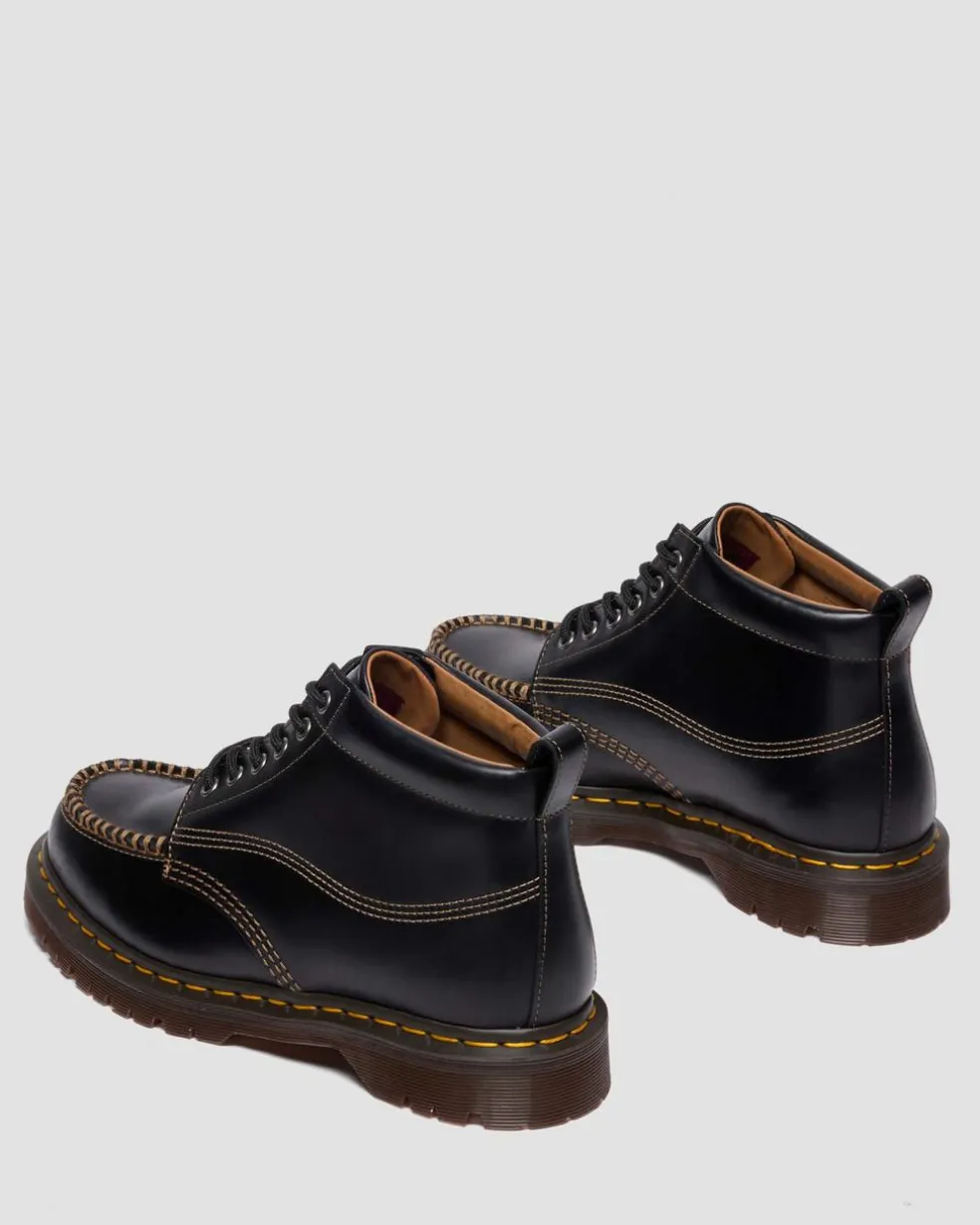LOWELL CHUKKA MOC TOE LEATHER ANKLE BOOTS in Black