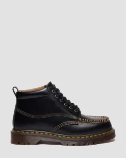 LOWELL CHUKKA MOC TOE LEATHER ANKLE BOOTS in Black