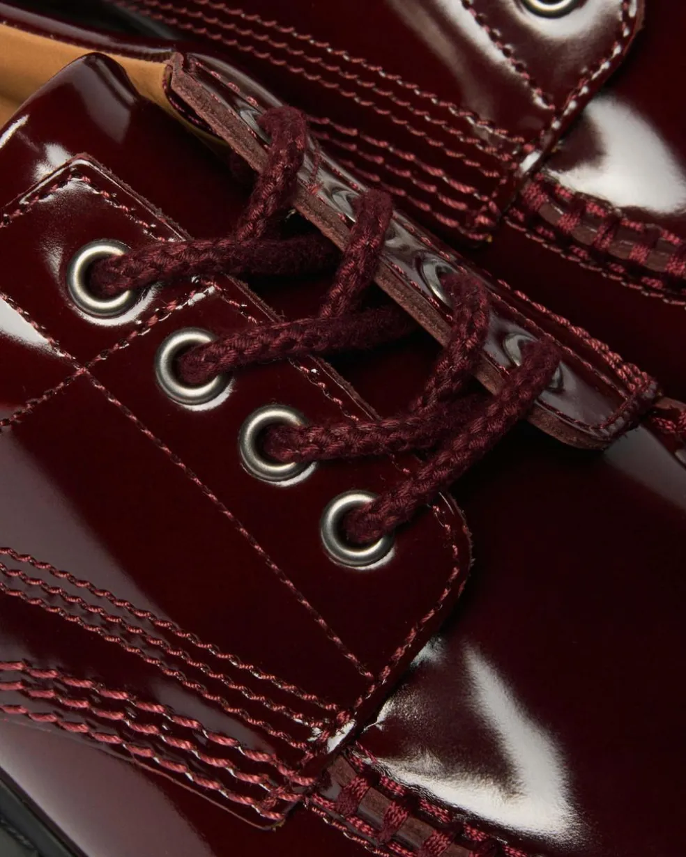 Lowell Lacquered Moc Toe Shoes in Cherry Red