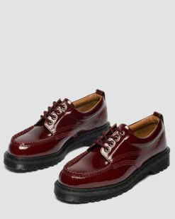 Lowell Lacquered Moc Toe Shoes in Cherry Red
