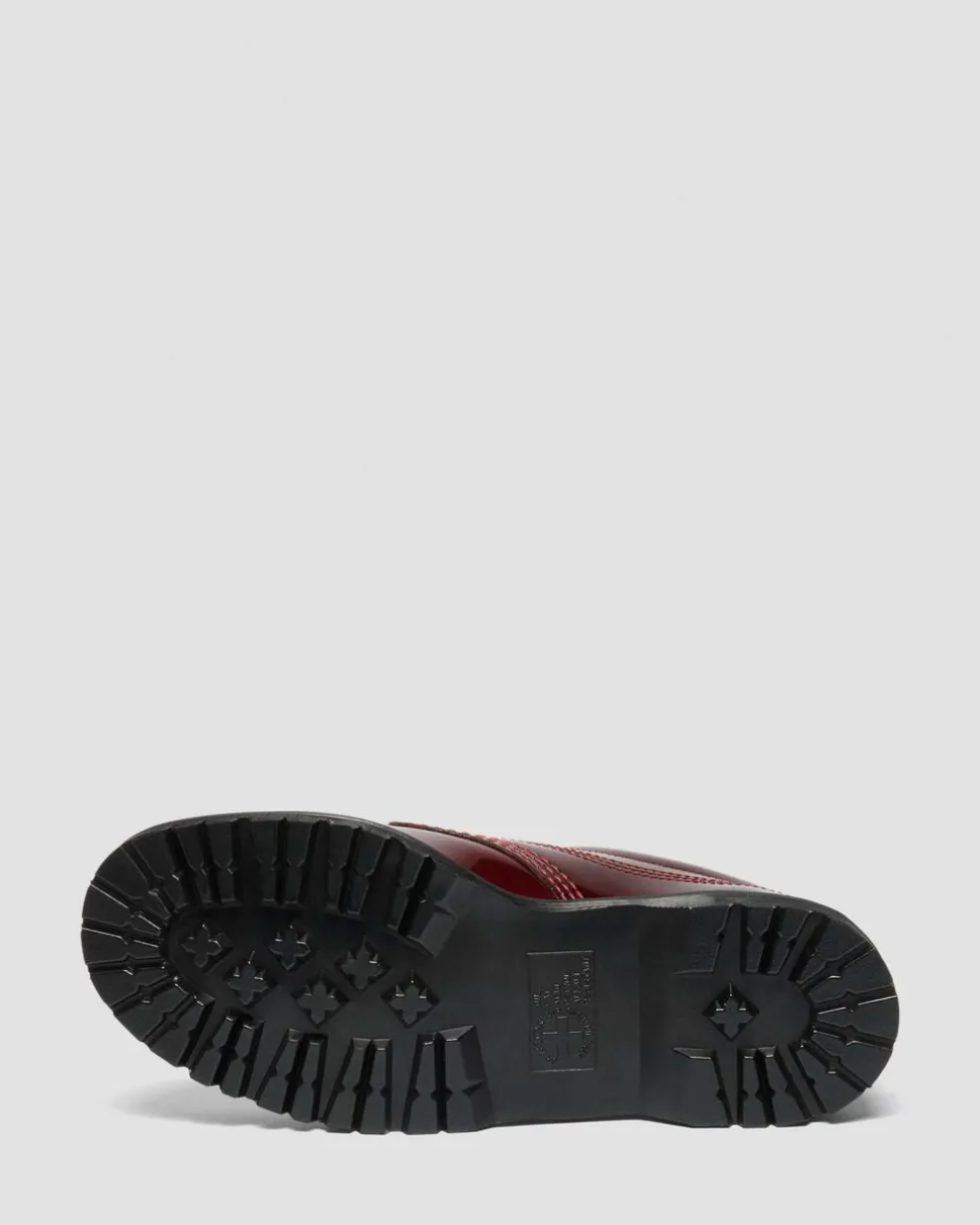 Lowell Lacquered Moc Toe Shoes in Cherry Red