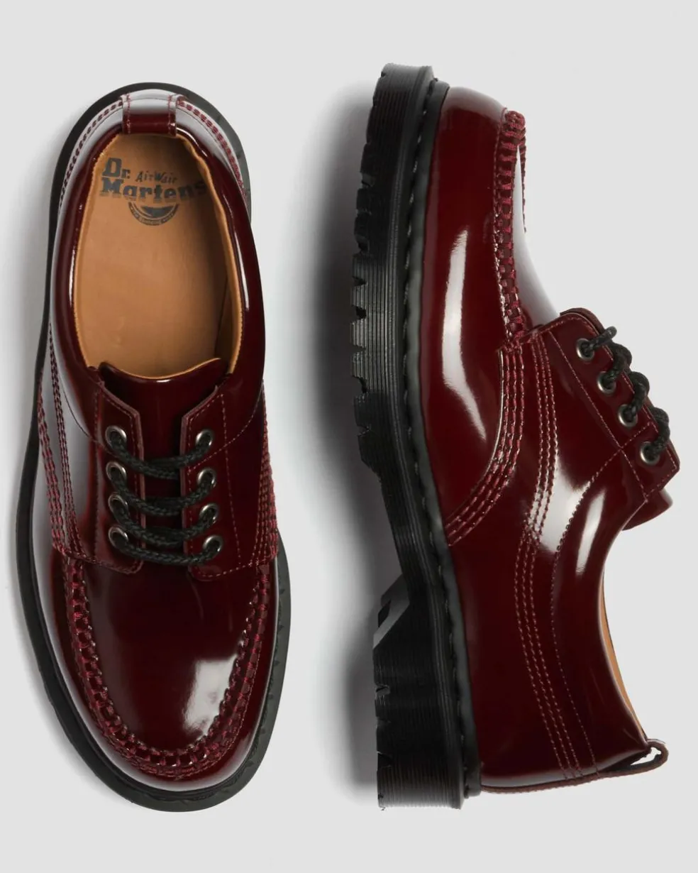 Lowell Lacquered Moc Toe Shoes in Cherry Red