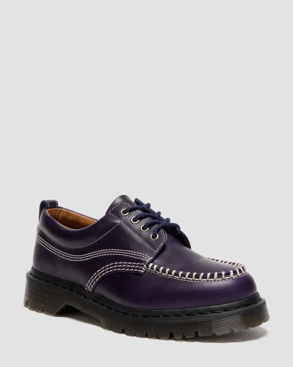 LOWELL LEATHER MOC TOE SHOES in Midnight Blue