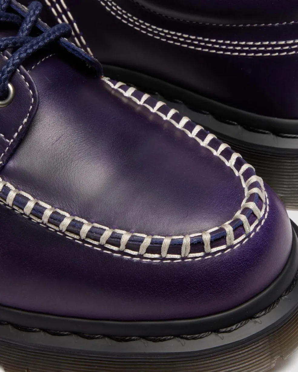 LOWELL LEATHER MOC TOE SHOES in Midnight Blue