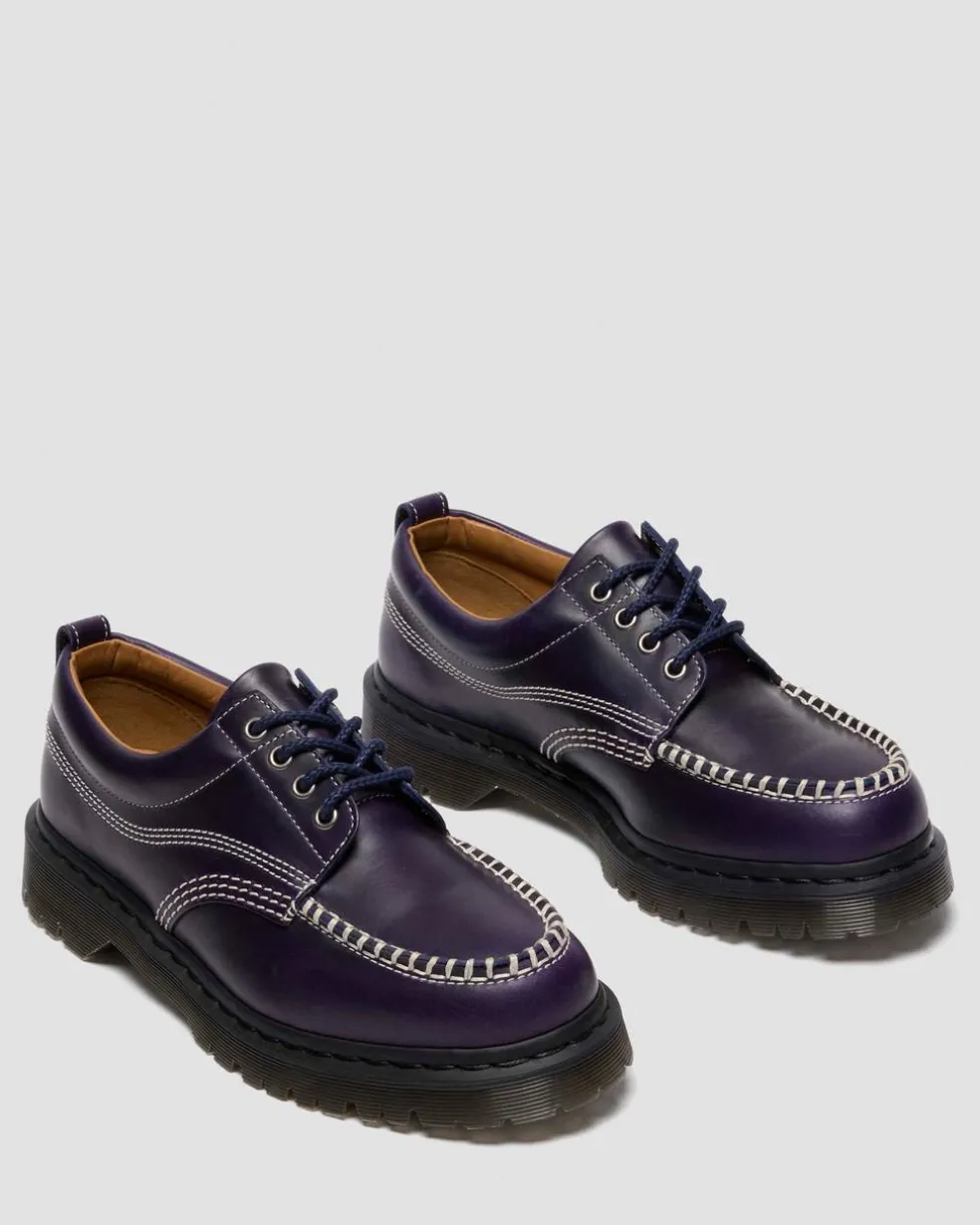 LOWELL LEATHER MOC TOE SHOES in Midnight Blue