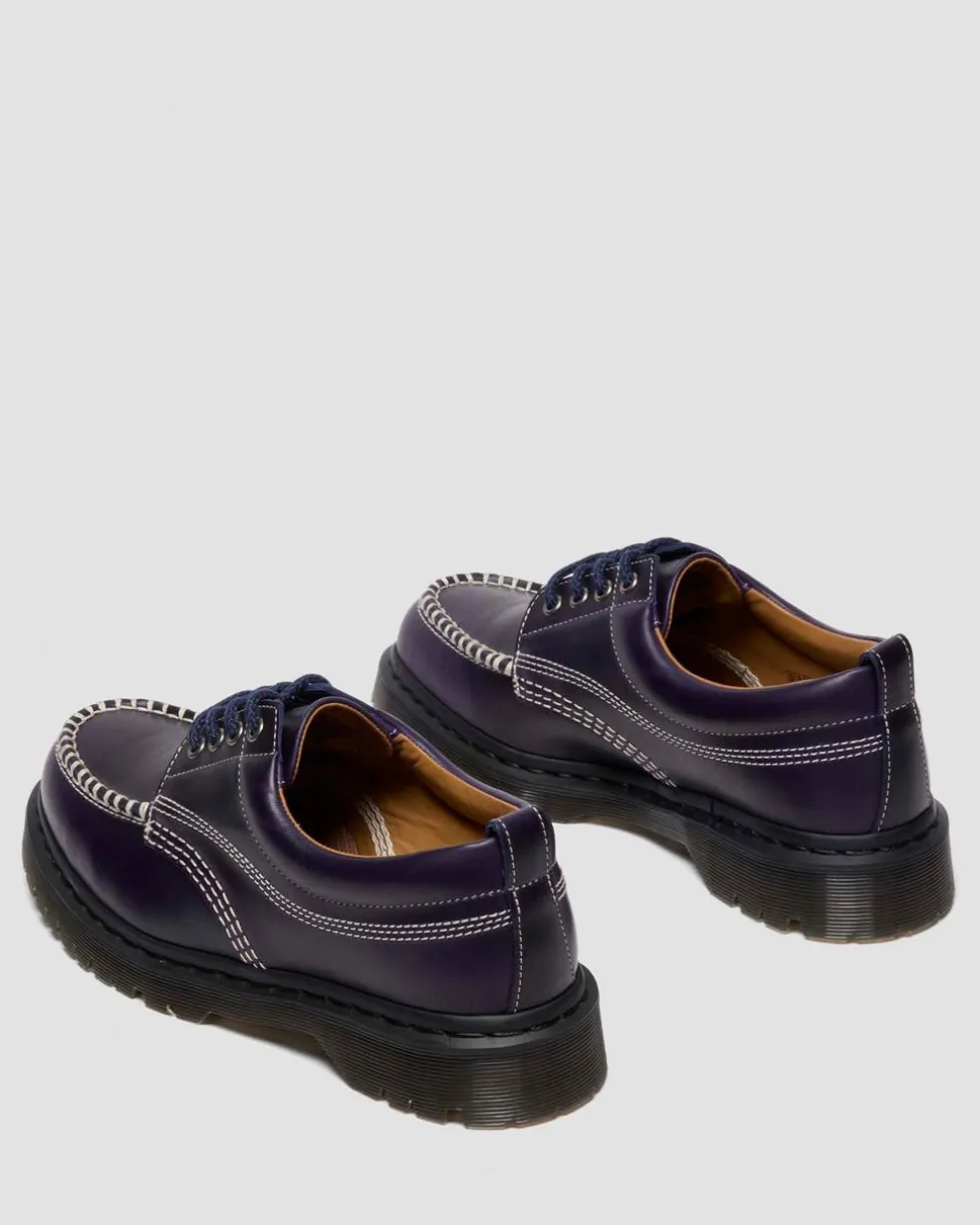 LOWELL LEATHER MOC TOE SHOES in Midnight Blue