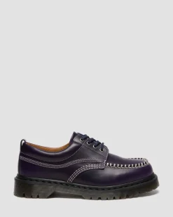 LOWELL LEATHER MOC TOE SHOES in Midnight Blue