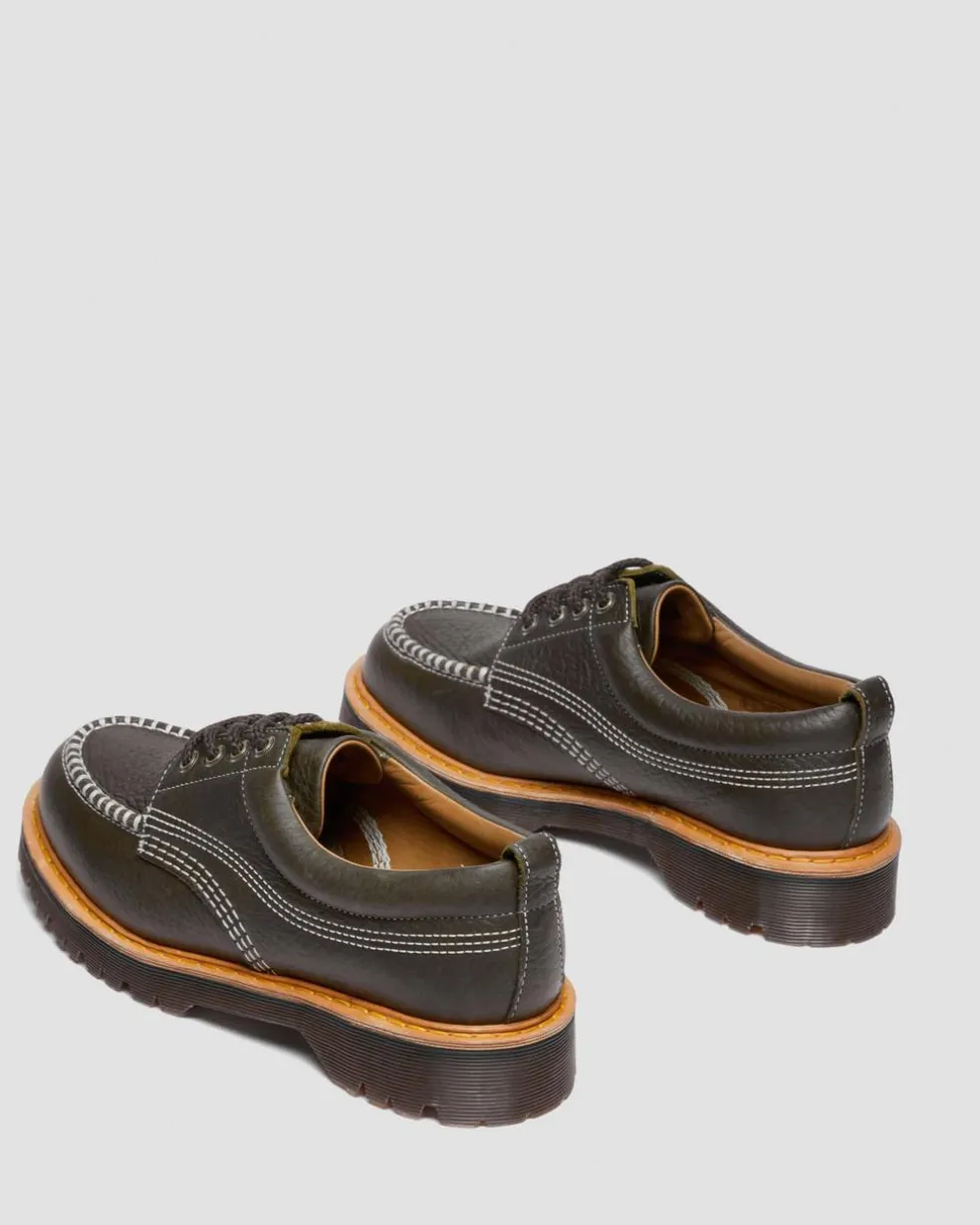 Lowell Wild Grain Leather Moc Toe Shoes in Dms Olive