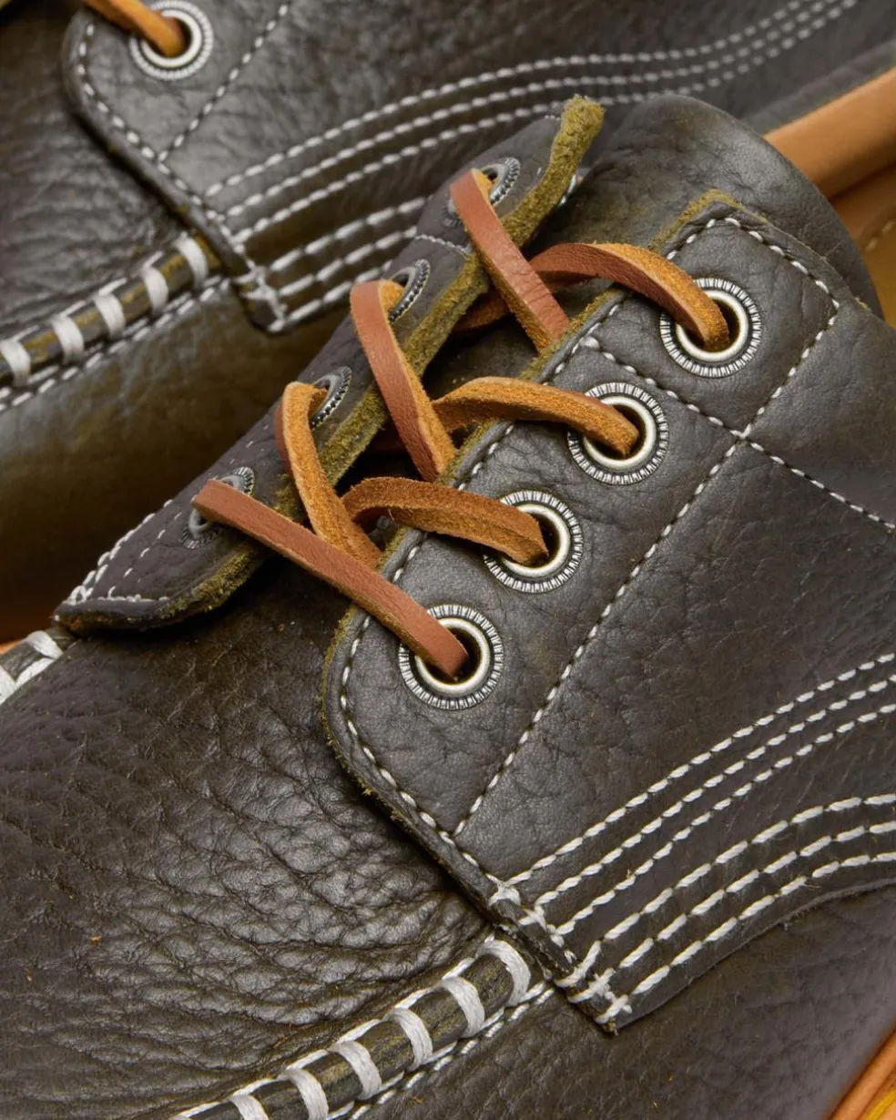 Lowell Wild Grain Leather Moc Toe Shoes in Dms Olive