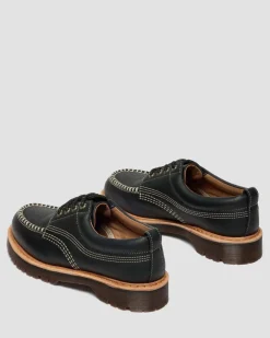 Lowell Wild Grain Leather Moc Toe Shoes in Black